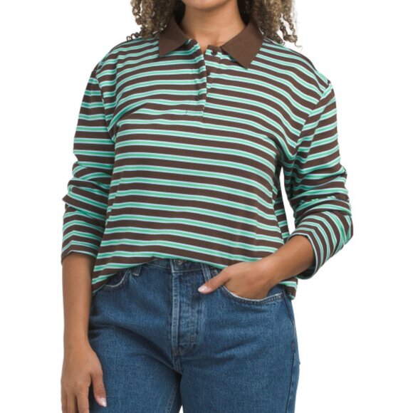 ENGLISH FACTORY Striped Collared Sweatshirt - Picture 1 of 2